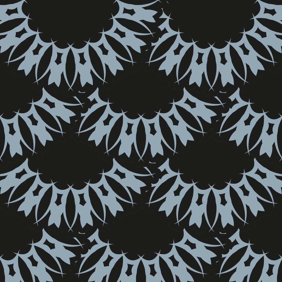 Dark dewy seamless pattern with blue vintage ornaments. Wallpaper in a vintage style template. Indian floral element. Ornament for wallpaper, fabric, packaging, packaging. vector