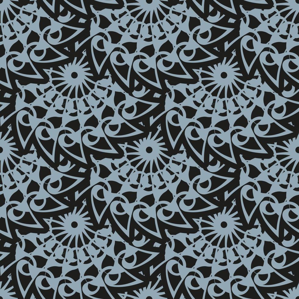 Wallpaper in a vintage style template. Graphic ornament for wallpaper, fabric, packaging, wrapping. Chinese blue and black abstract floral ornament. Vector illustration.