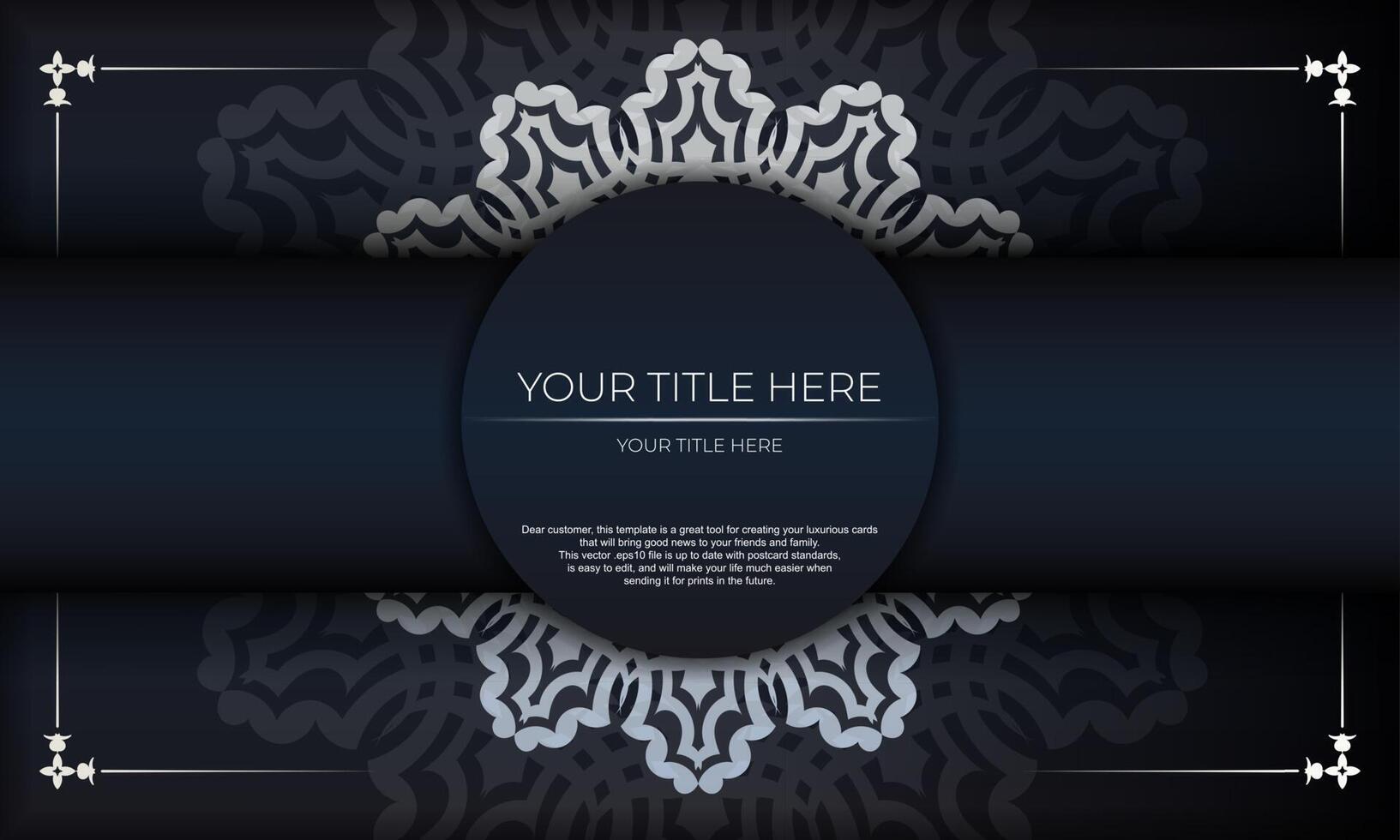 Dark blue luxury background with abstract ornament. Elegant and classic vector elements ready for print and typography.