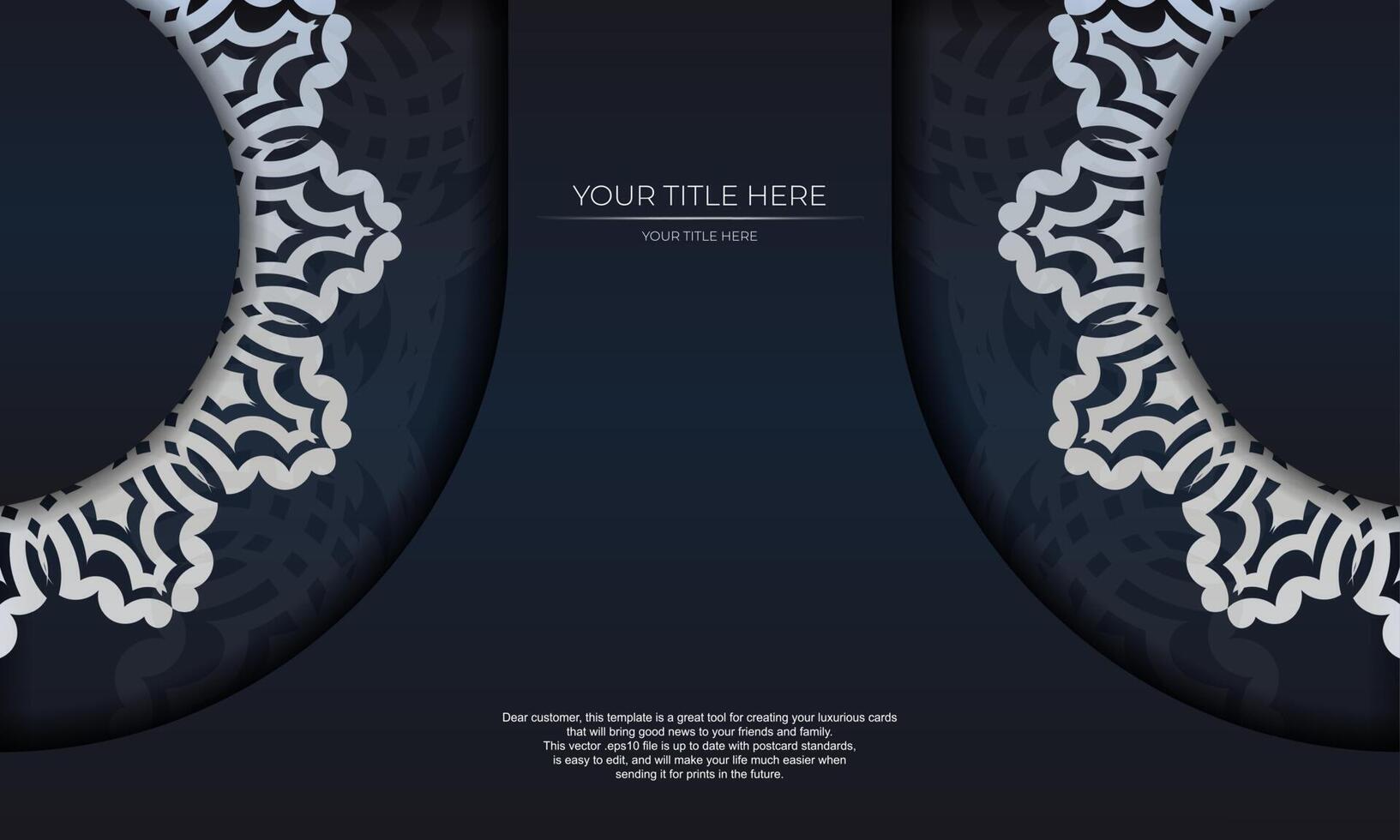 Dark blue luxury background with Indian ornaments. Elegant and classic vector elements ready for print and typography.