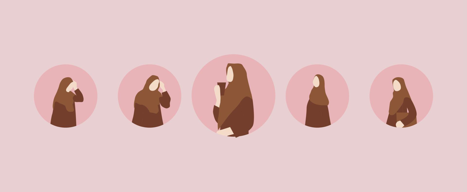 Muslim woman avatar on circle vector