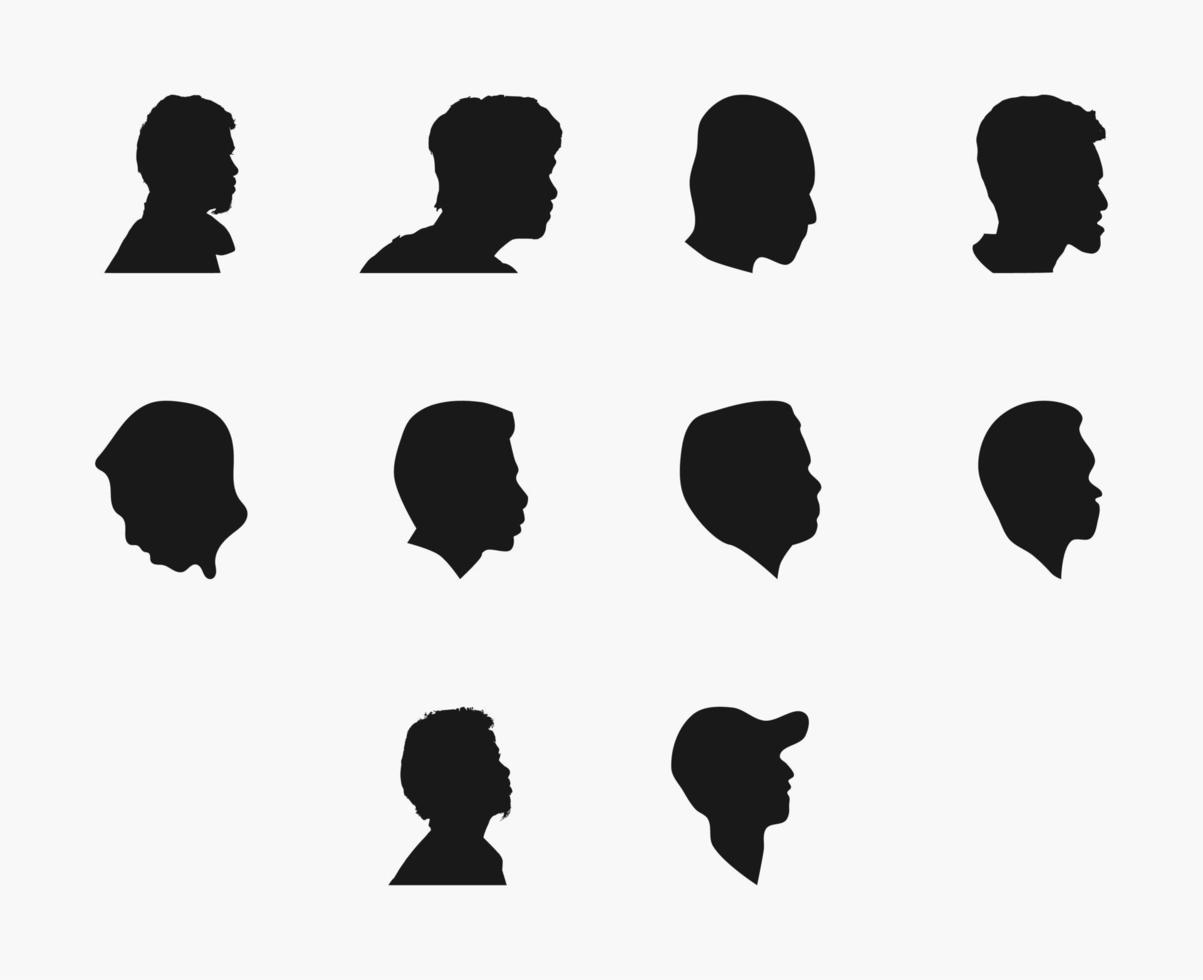 set of man head silhouette vector