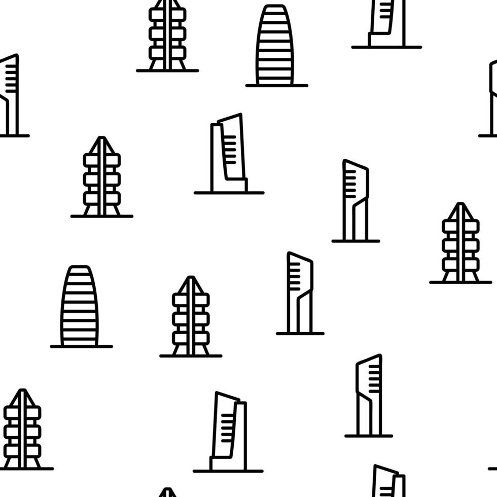 rascacielos, edificio, vector, seamless, patrón vector