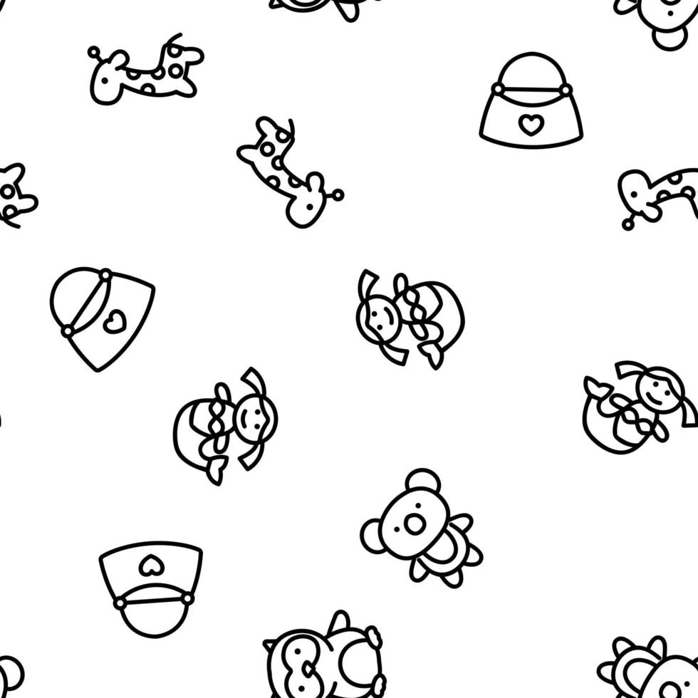 Doll Children Toys Vector Seamless Pattern