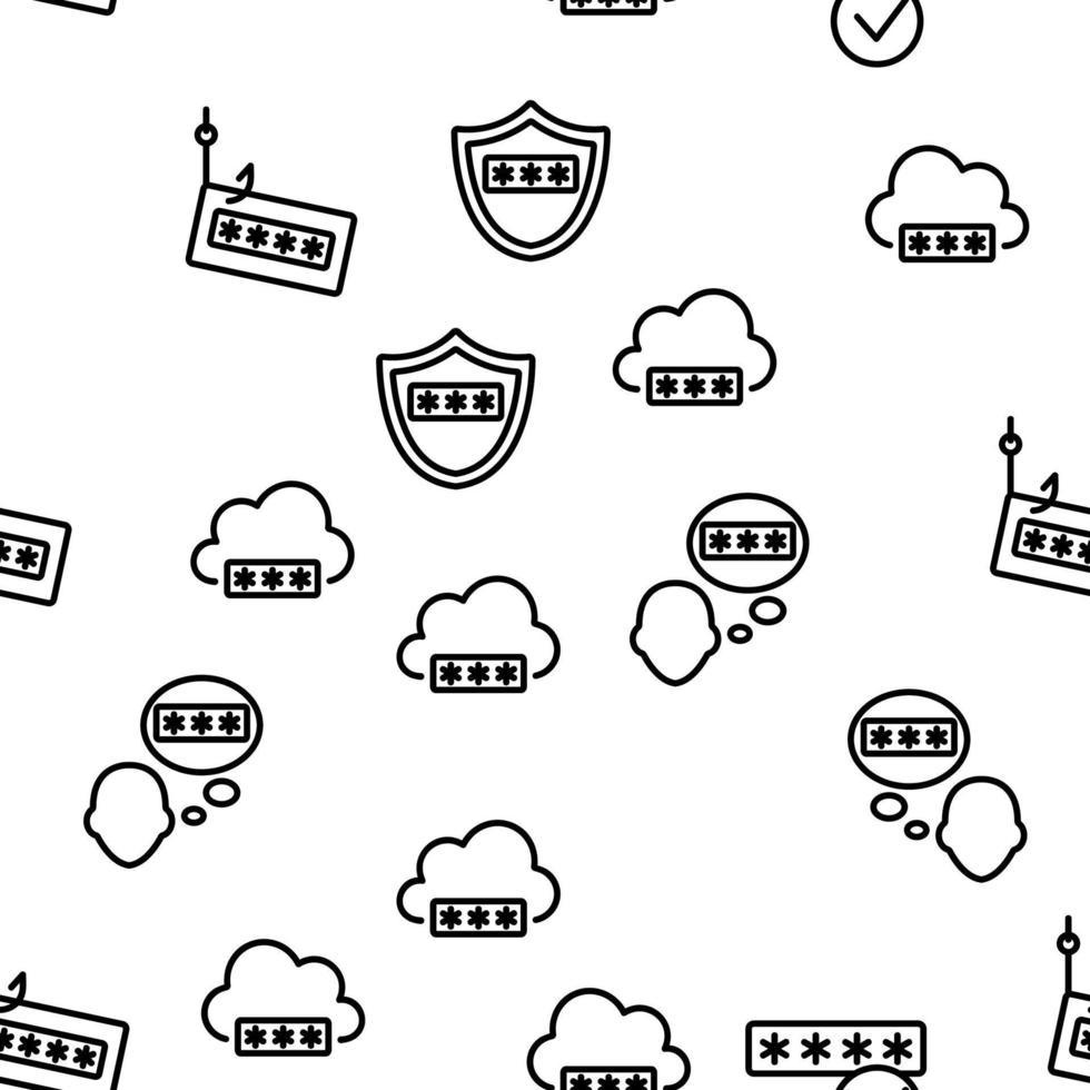 Password Protection Vector Seamless Pattern