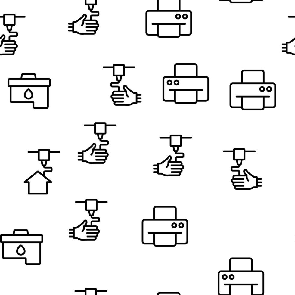 Printer Equipment Vector Seamless Pattern