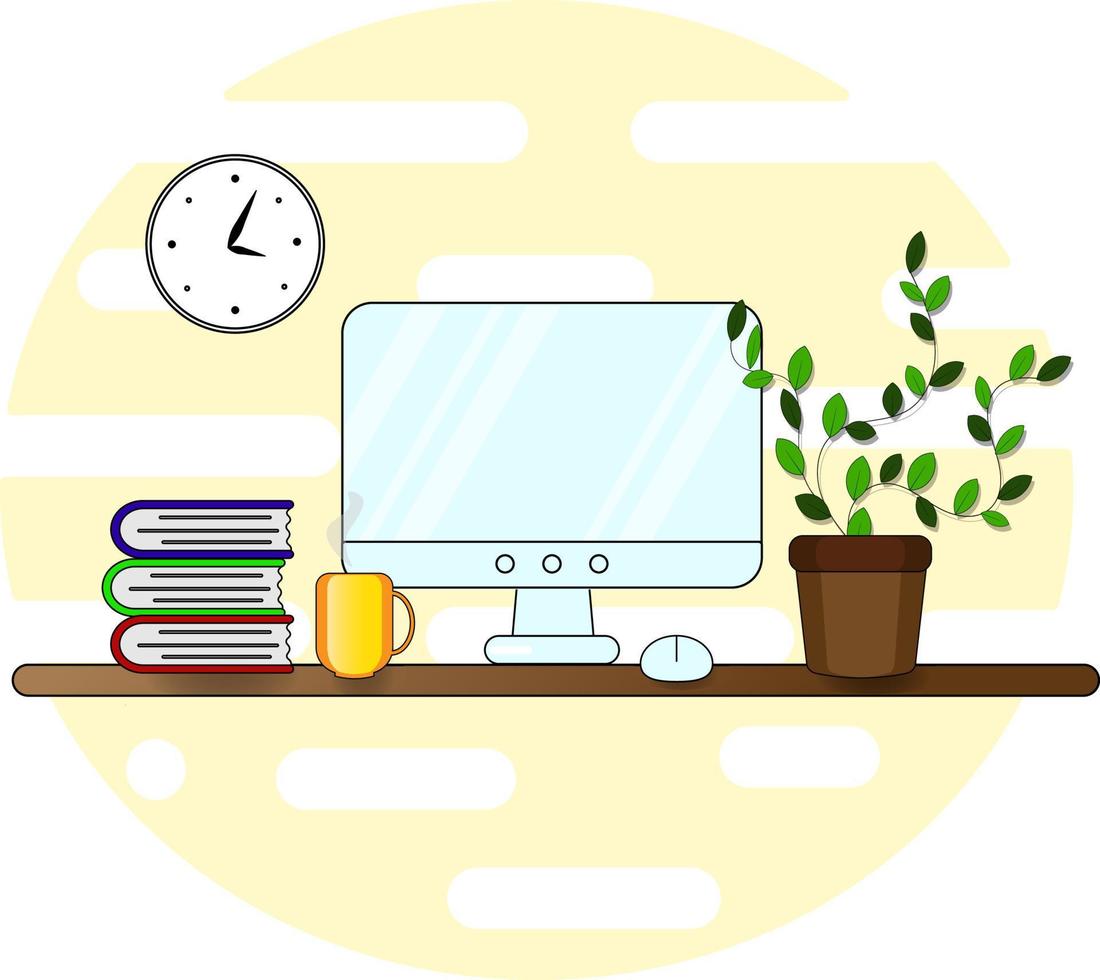 Work place workspace for home office vector