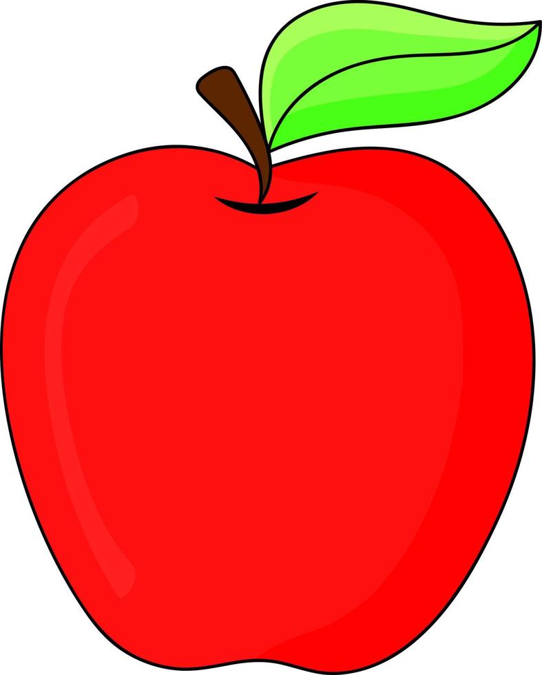 Red apple with green leaf vector