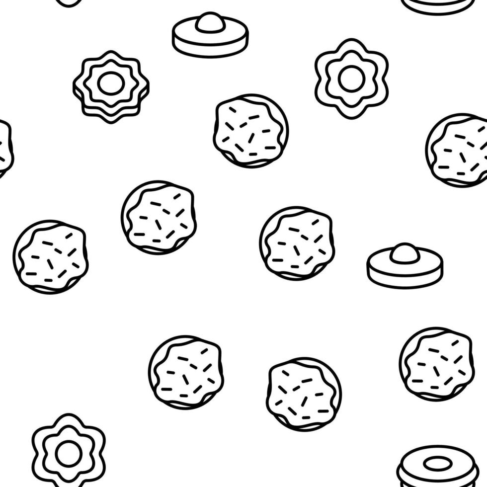 Cookie Baked Dessert Vector Seamless Pattern