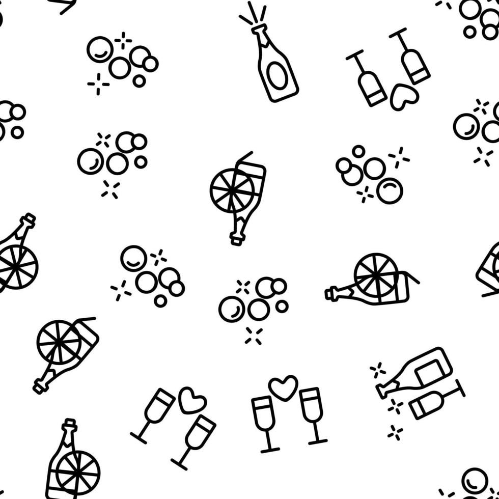 Champagne Beverage Vector Seamless Pattern