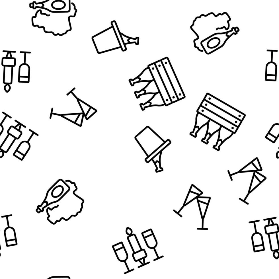 Champagne Beverage Vector Seamless Pattern
