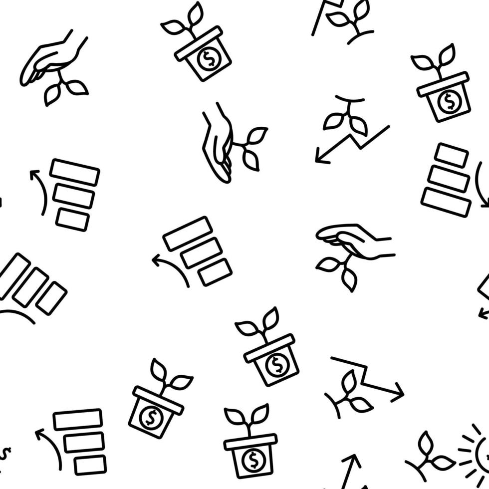 Growing Money Plant Vector Seamless Pattern