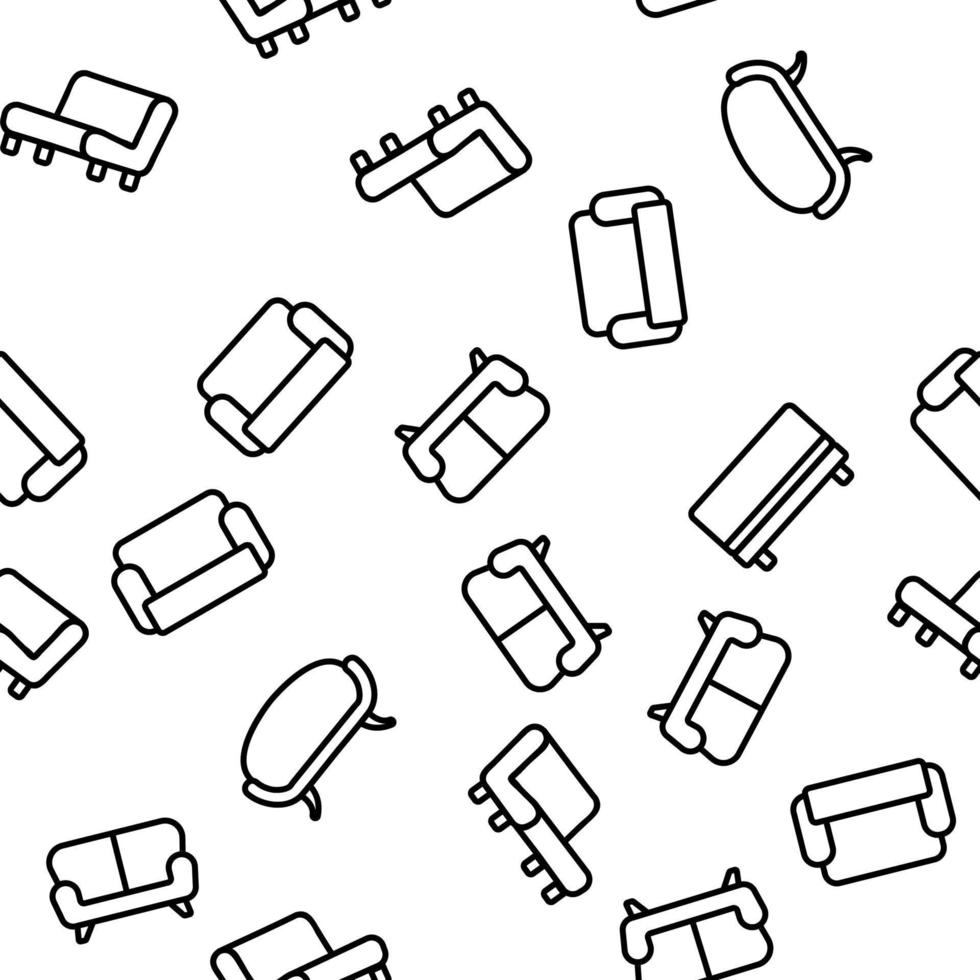 Couch Sofa Furniture Vector Seamless Pattern