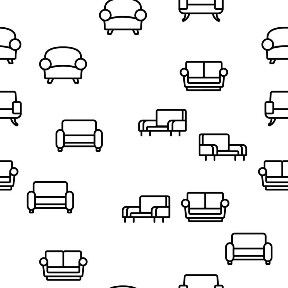 Couch Sofa Furniture Vector Seamless Pattern