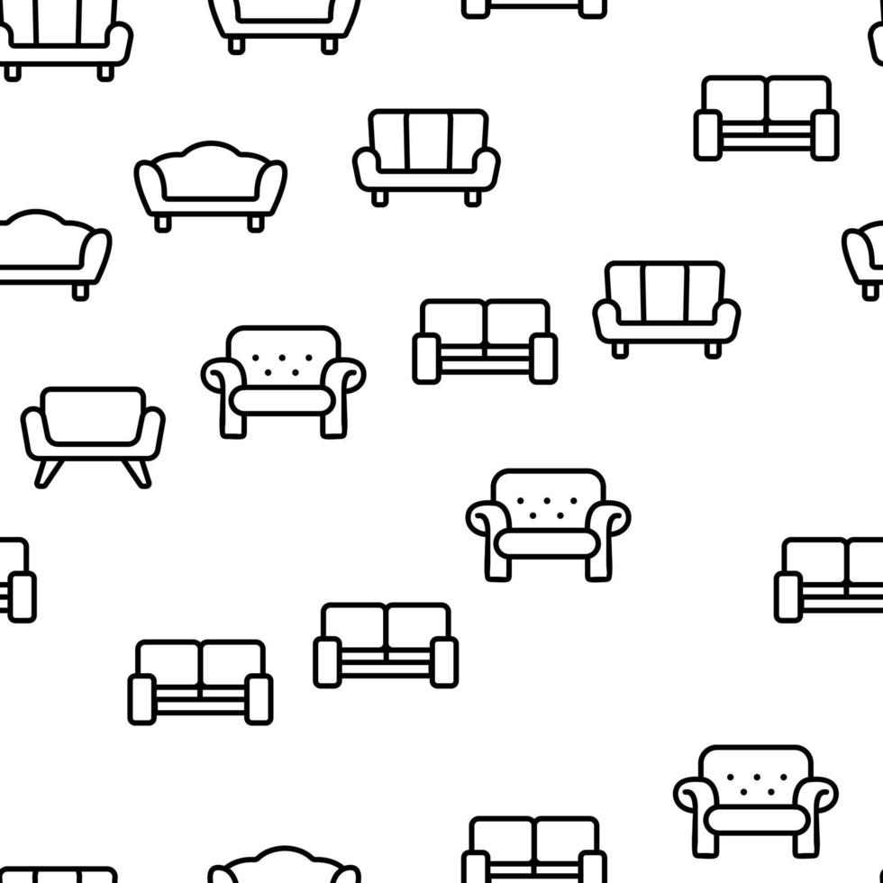 Couch Sofa Furniture Vector Seamless Pattern