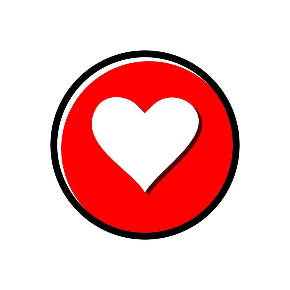 diseño de signo de ilustración de icono de corazón. un icono de corazón. un signo de vector de corazón. icono de corazón blanco en vector de círculo rojo.