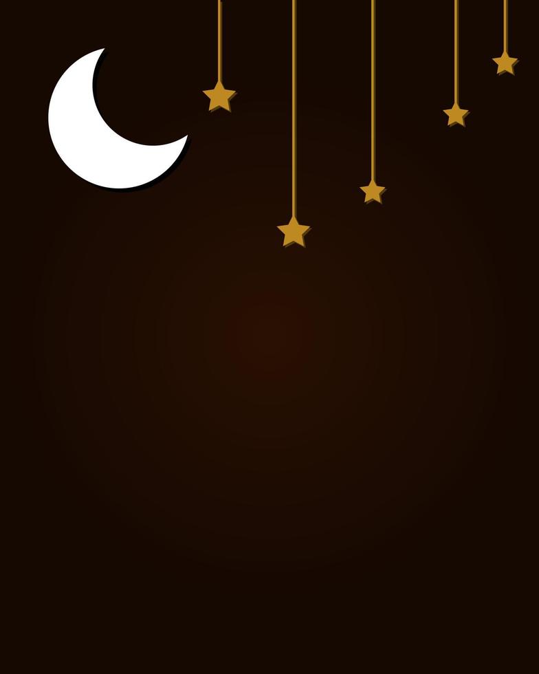 luna y estrella colgante con espacio de copia en fondo marrón. mejor utilizado para el fondo de ramadan kareem. vector