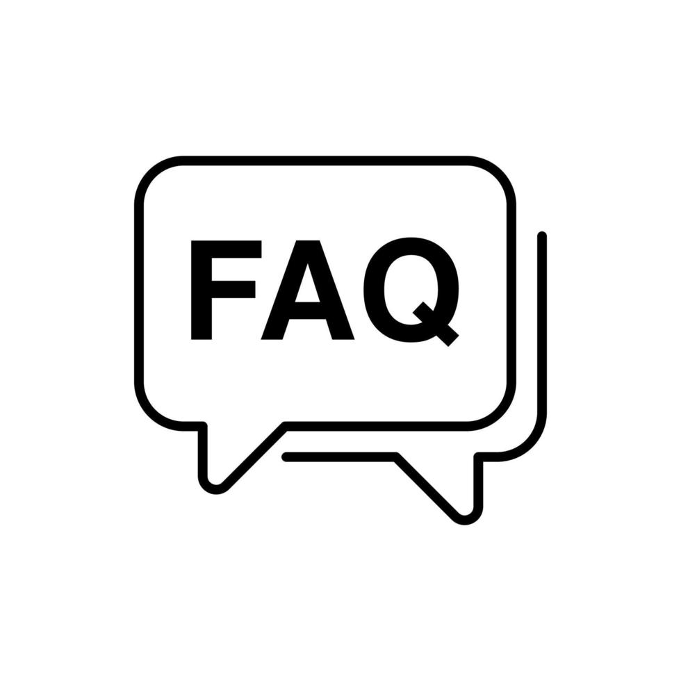 FAQ Vector Icon. FAQ illustration vector isolated in white background. Frequently asked question vector logo. Best used for mobile applications and web design.