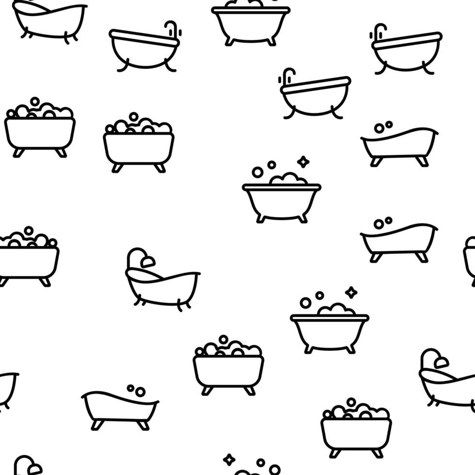 Bathtube And Shower Vector Seamless Pattern