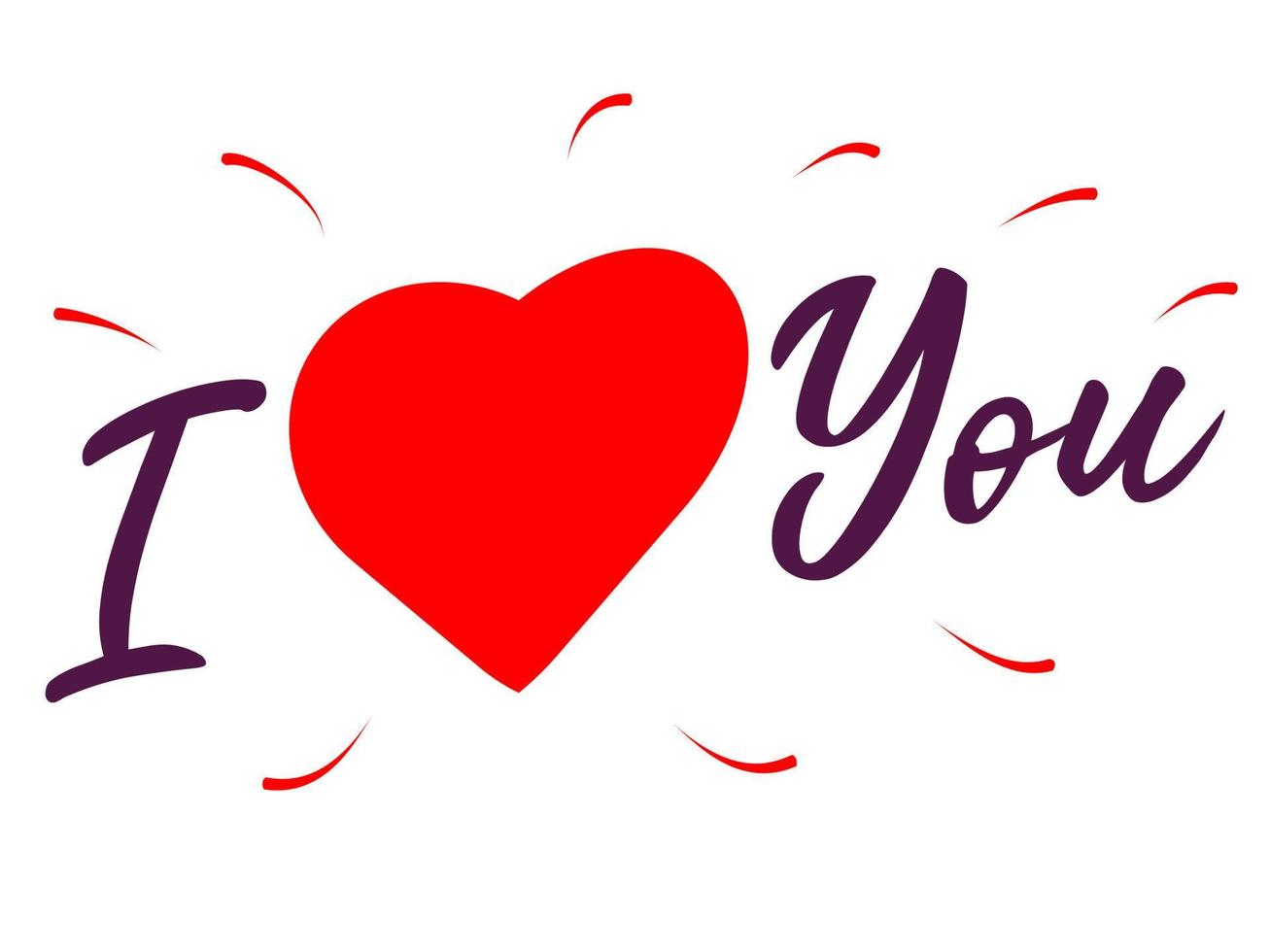 Hand drawn I love you text. I heart you. Greeting card for love. Vector illustrations