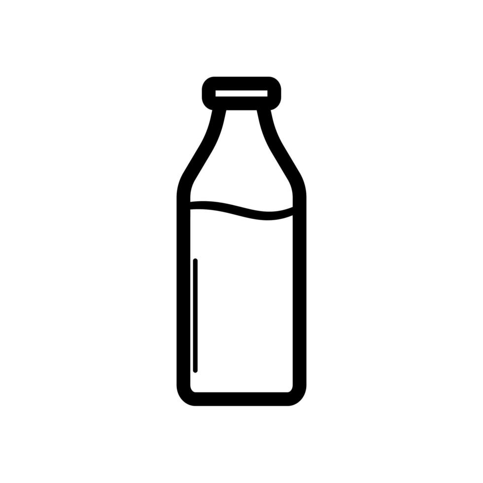 Bottle vector icon with black line. Milk vector icon in linear. Line icon isolated on white background. Dairy milk bottle logo illustration isolated in white background.