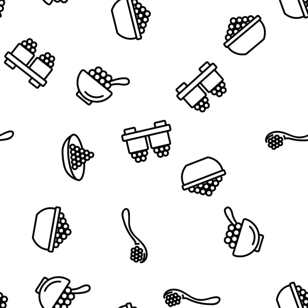 Caviar Tasty Seafood Vector Seamless Pattern