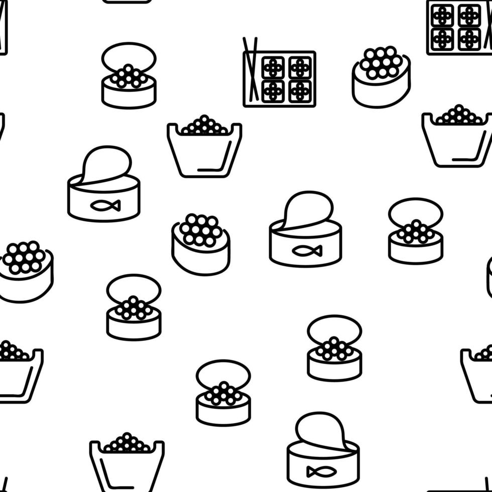 Caviar Tasty Seafood Vector Seamless Pattern