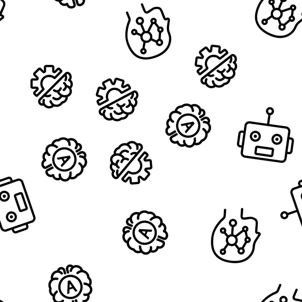 Artificial Intelligence Elements Vector Seamless Pattern