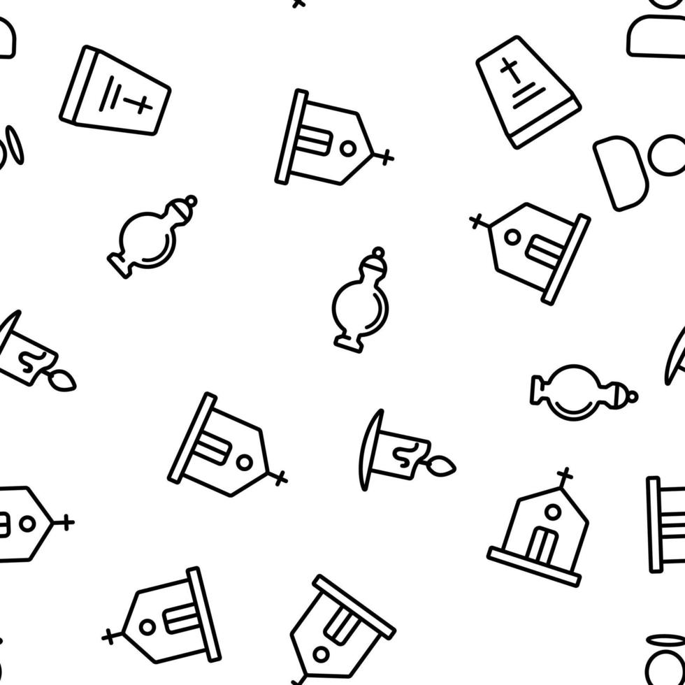 Funeral Burial Ritual Vector Seamless Pattern