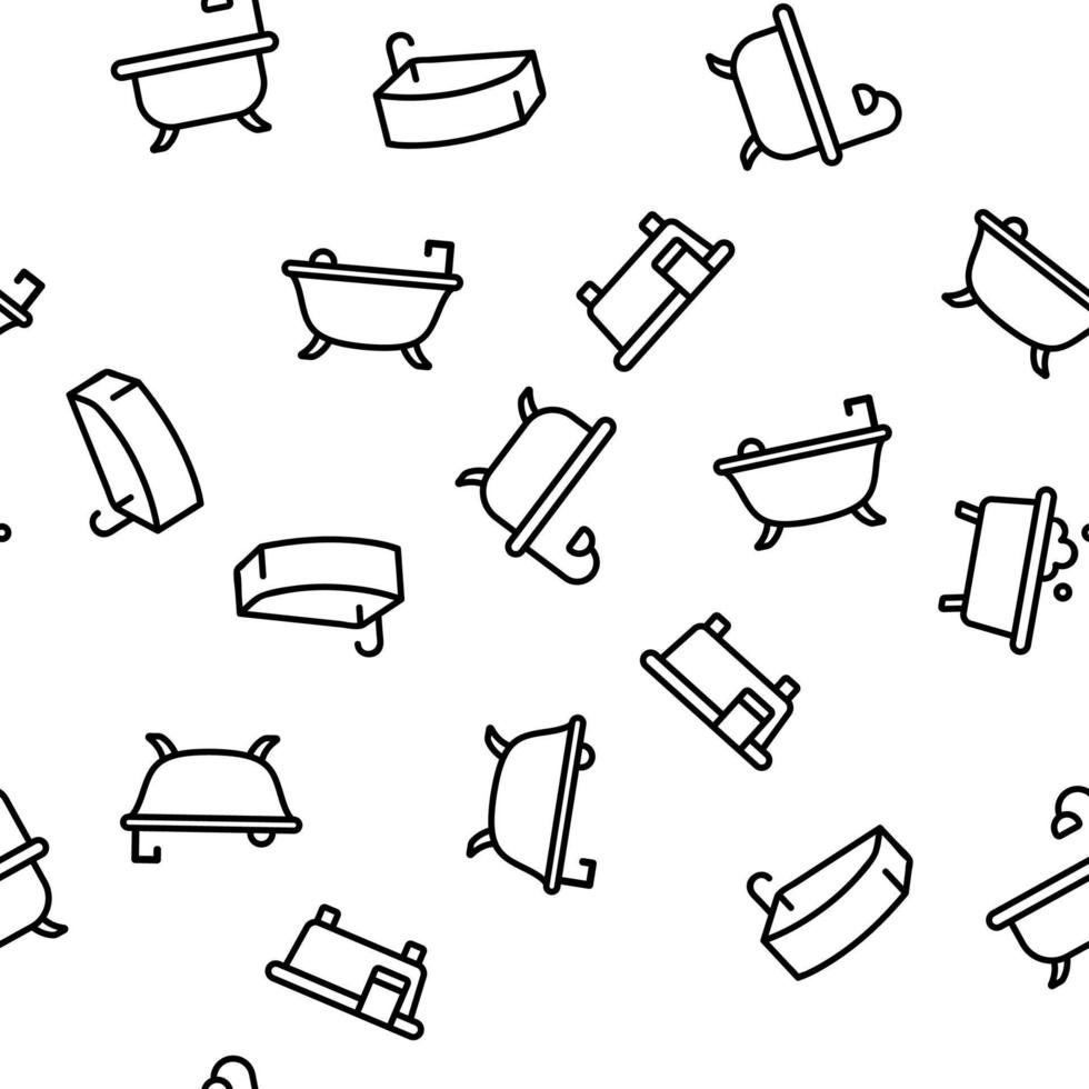 Bathtube And Shower Vector Seamless Pattern