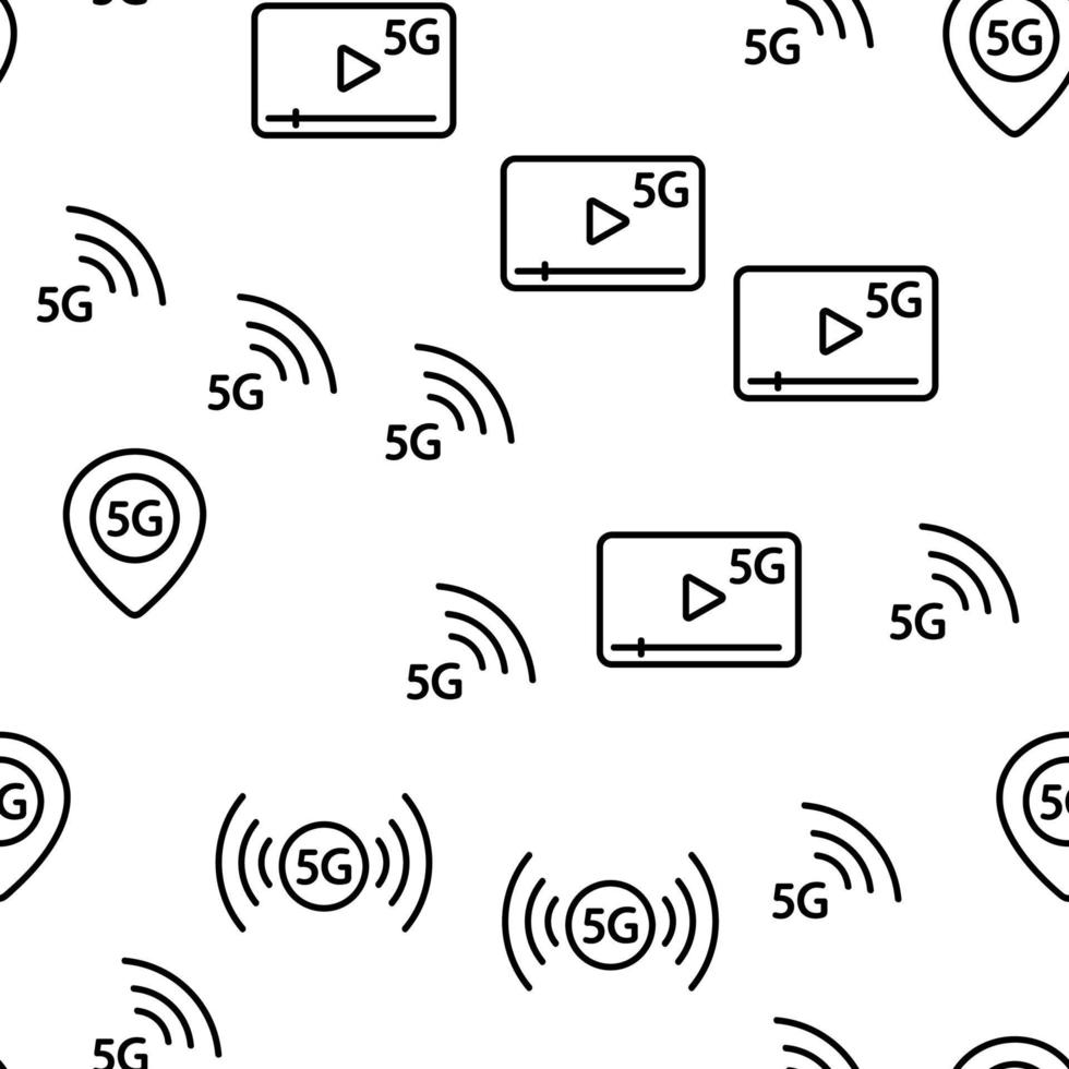 5G Fast Network, Connection To Website Vector Seamless Pattern