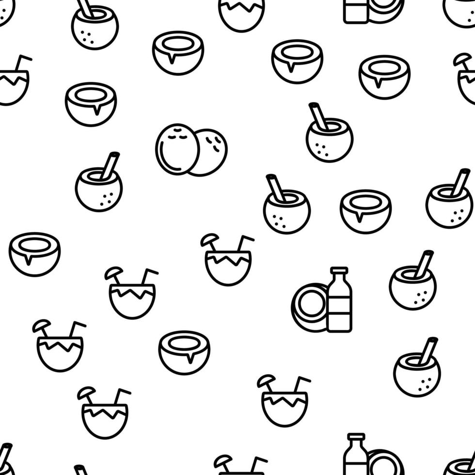 Coconut Food Vector Seamless Pattern