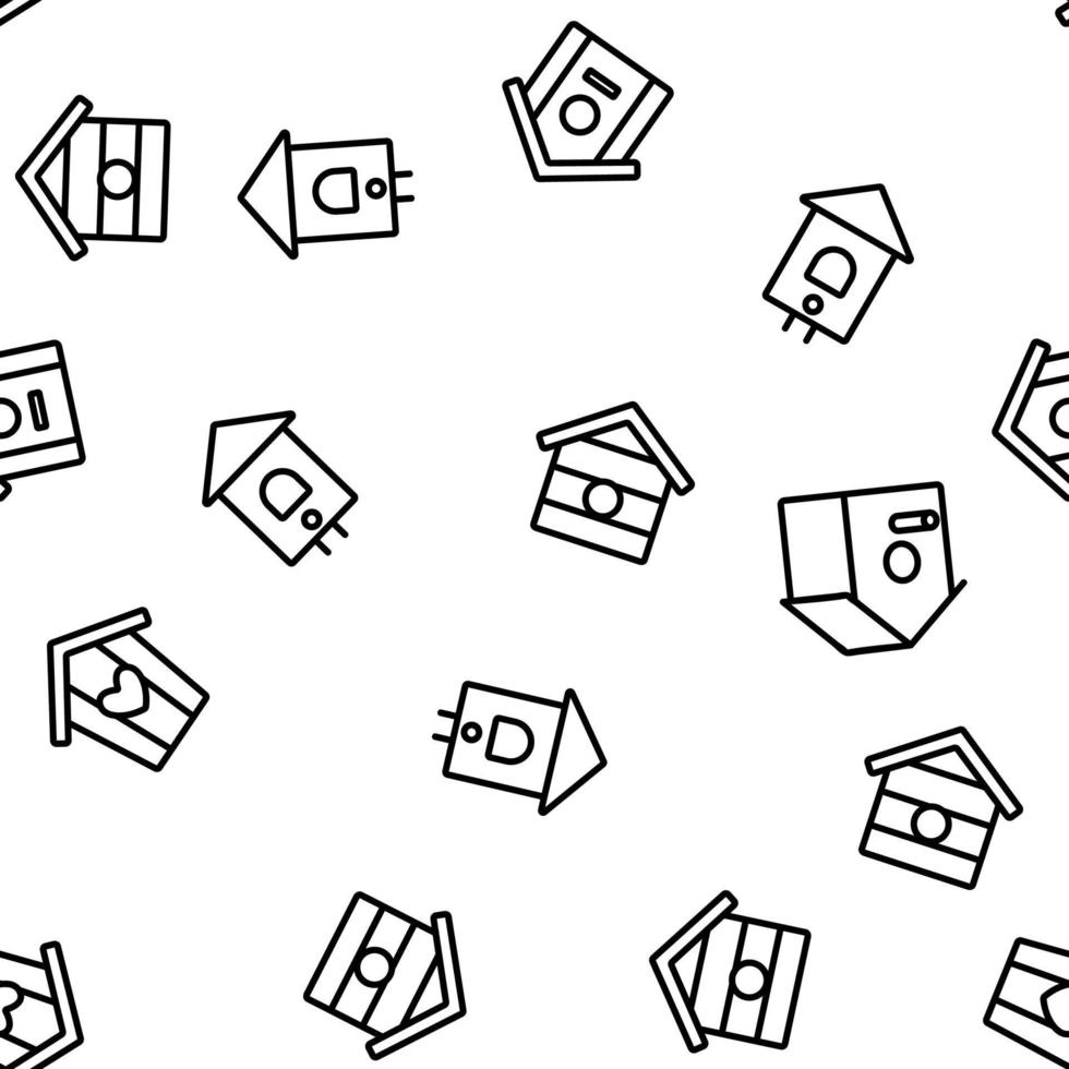 Bird House Vector Seamless Pattern