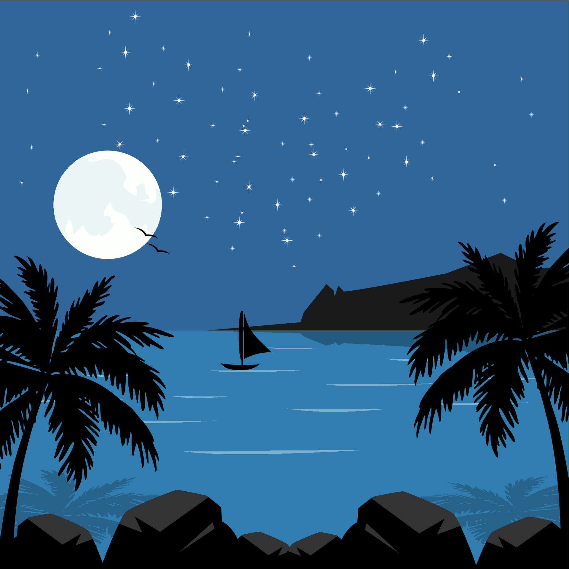 Romantic moonlight beach