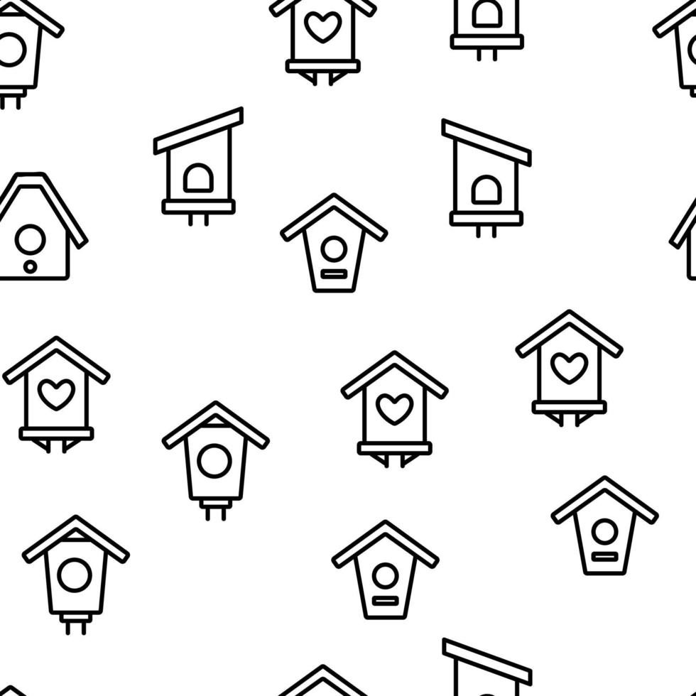 Bird House Vector Seamless Pattern