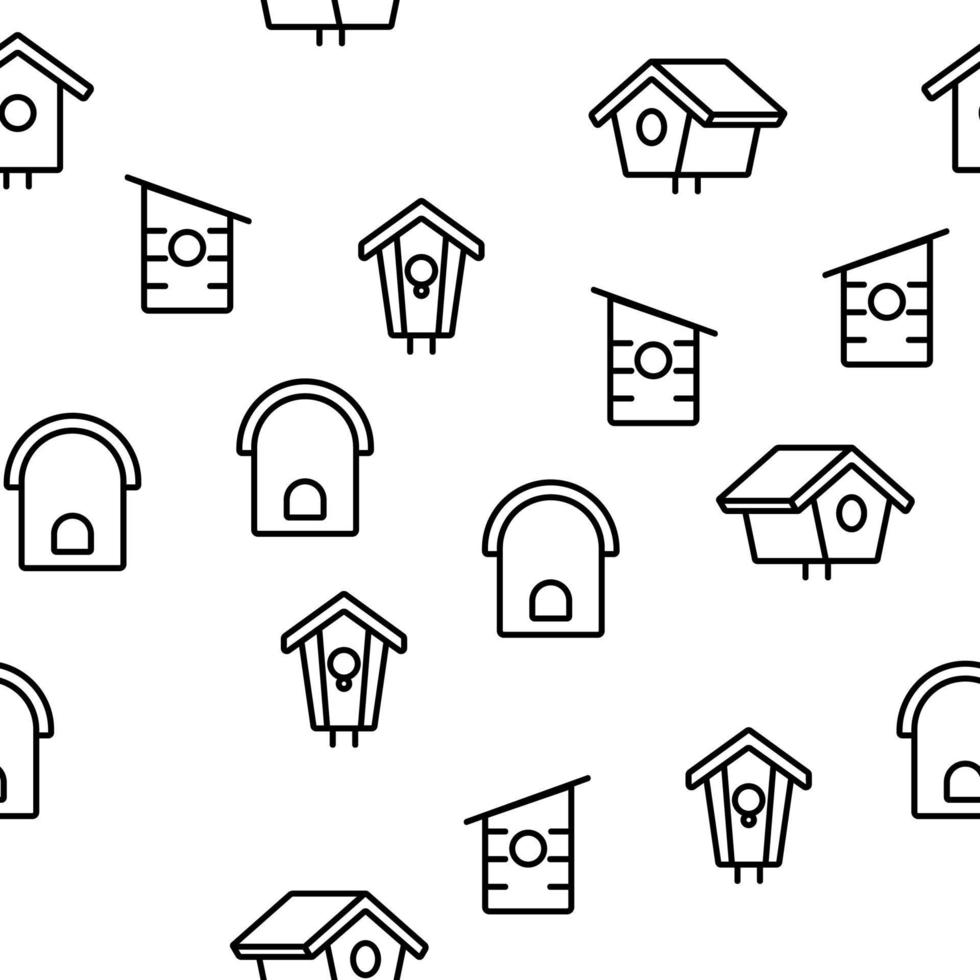 Bird House Vector Seamless Pattern