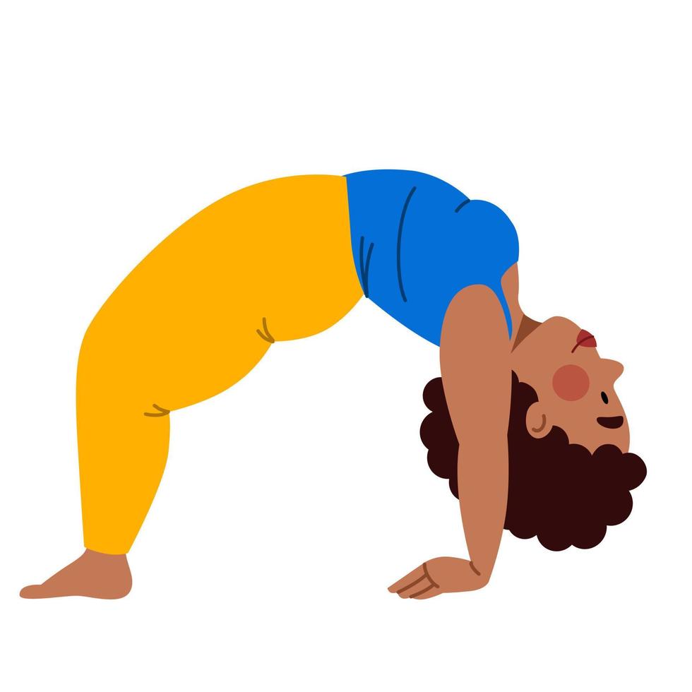 Girl doing yoga. A plump girl on a white background. vector