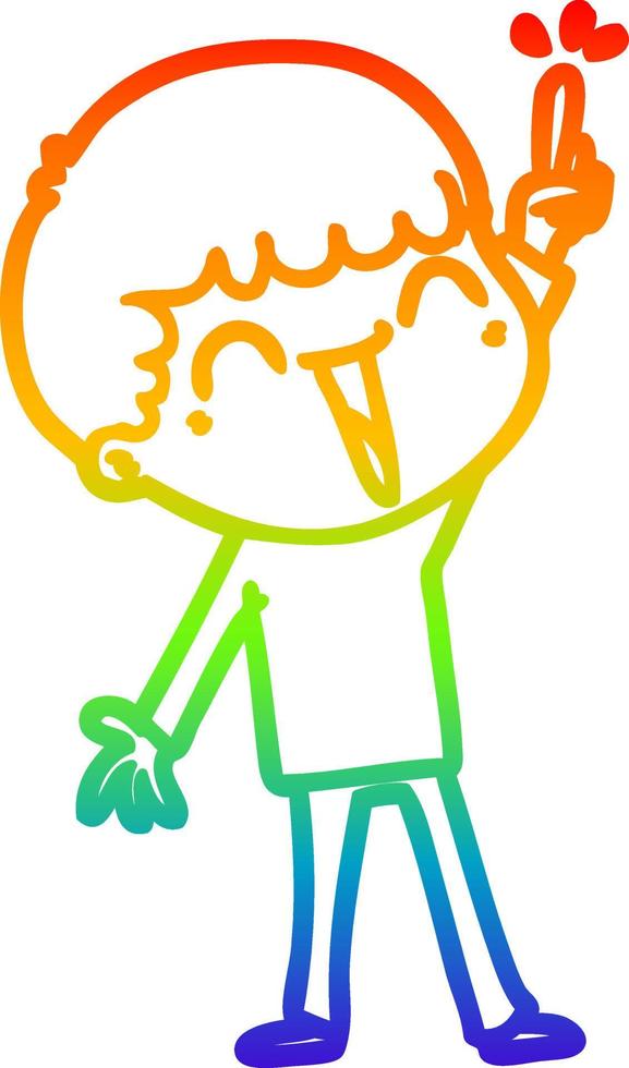 rainbow gradient line drawing cartoon happy man vector