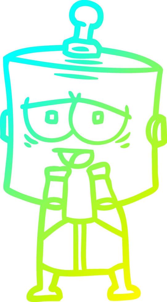 cold gradient line drawing cartoon robot vector