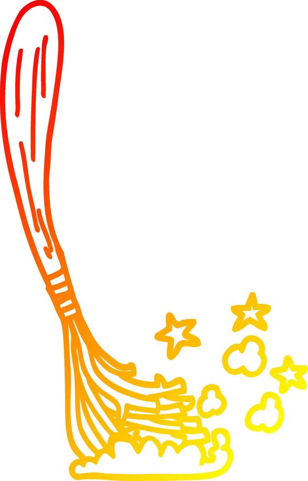 warm gradient line drawing cartoon magic broom sticks vector