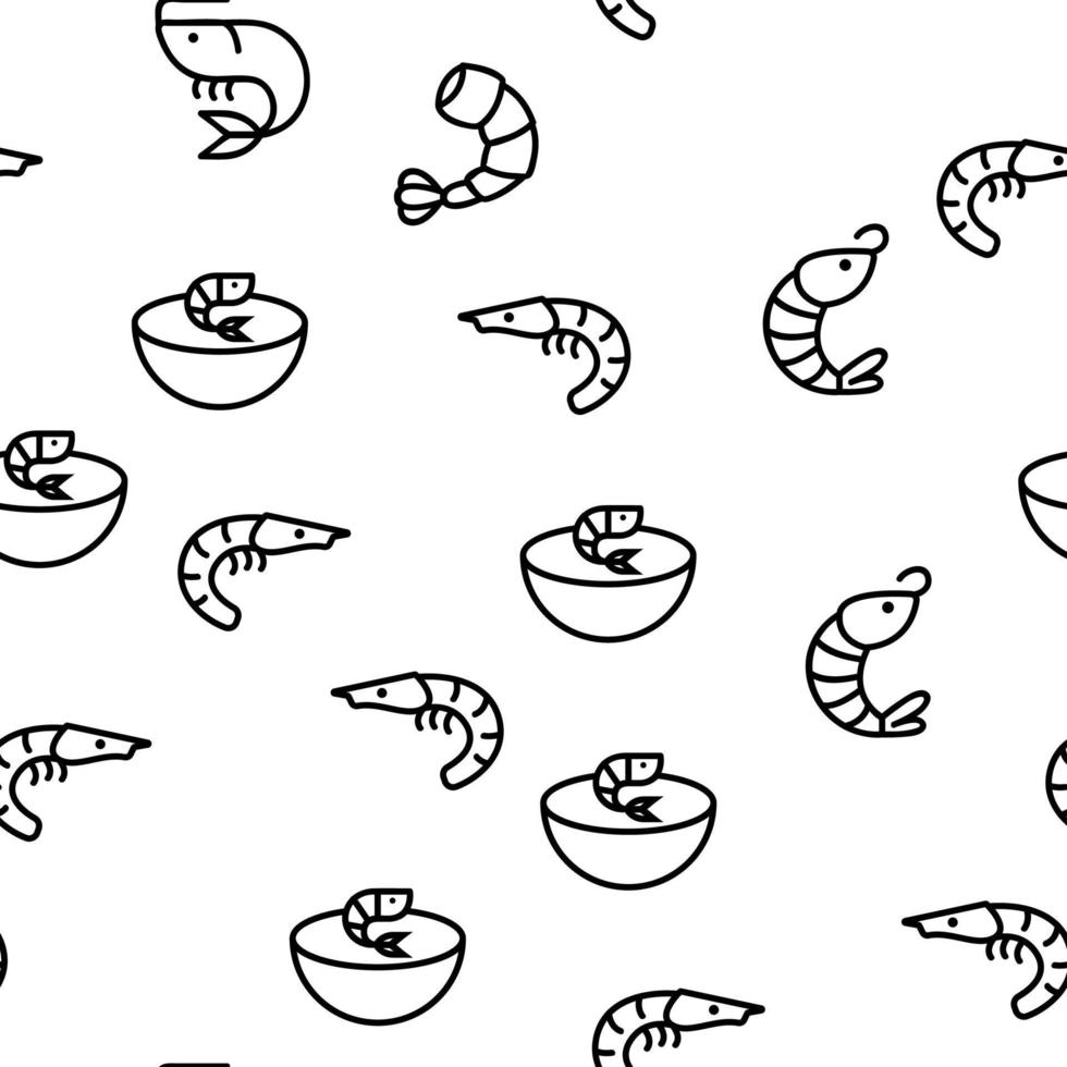 Shrimp Food Vector Seamless Pattern