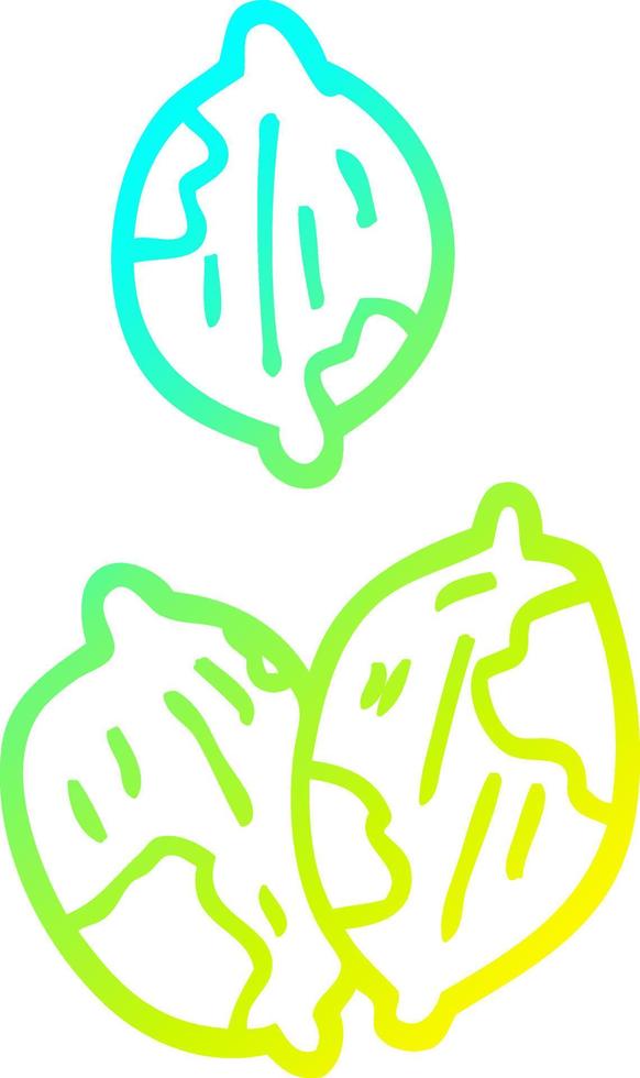 cold gradient line drawing cartoon nuts in shells vector