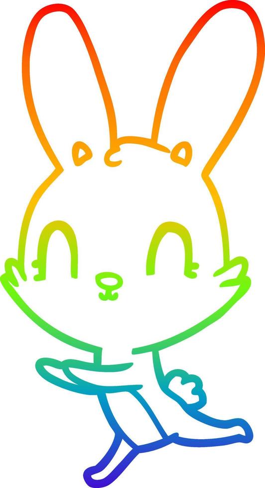 rainbow gradient line drawing cute cartoon rabbit vector