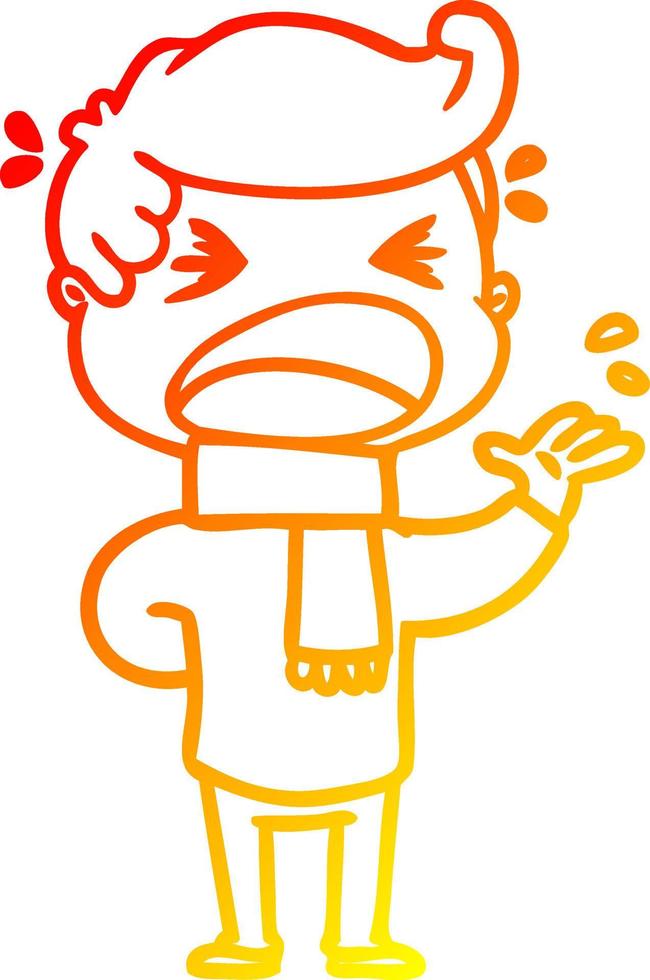 warm gradient line drawing cartoon shouting man vector
