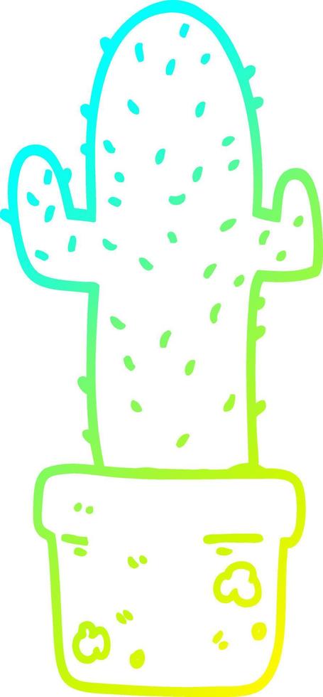 línea de gradiente frío dibujo cactus de dibujos animados vector