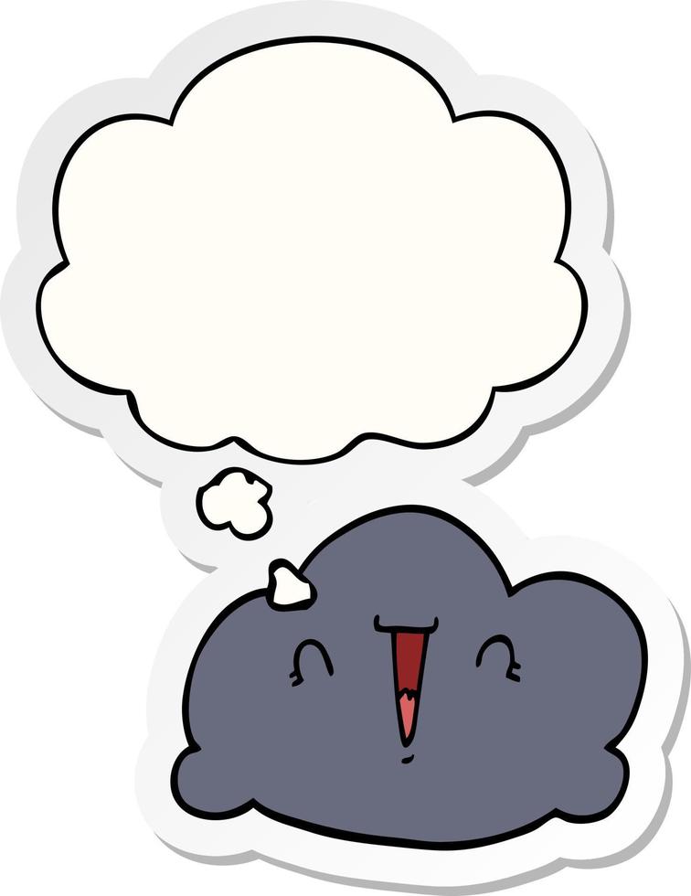 cartoon cloud and thought bubble as a printed sticker vector