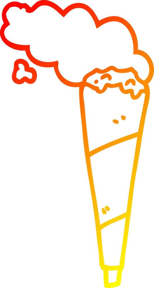 warm gradient line drawing cartoon smoking joint vector