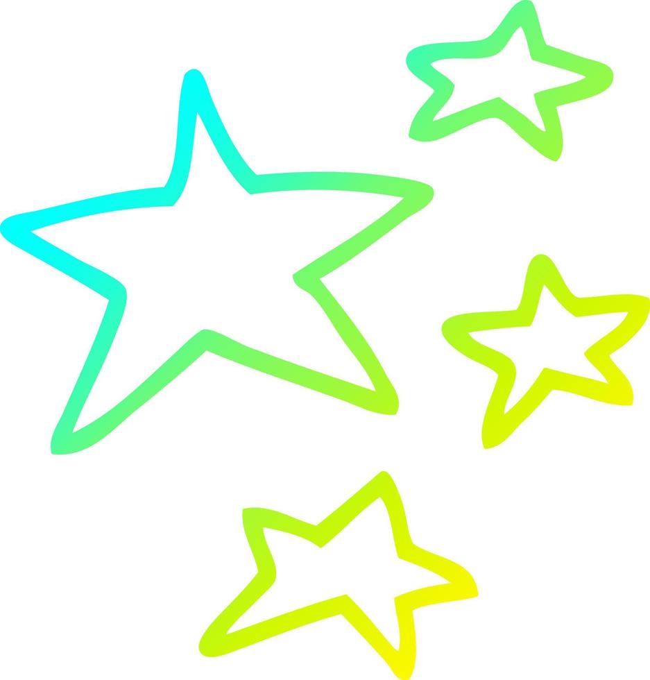 cold gradient line drawing cartoon stars vector