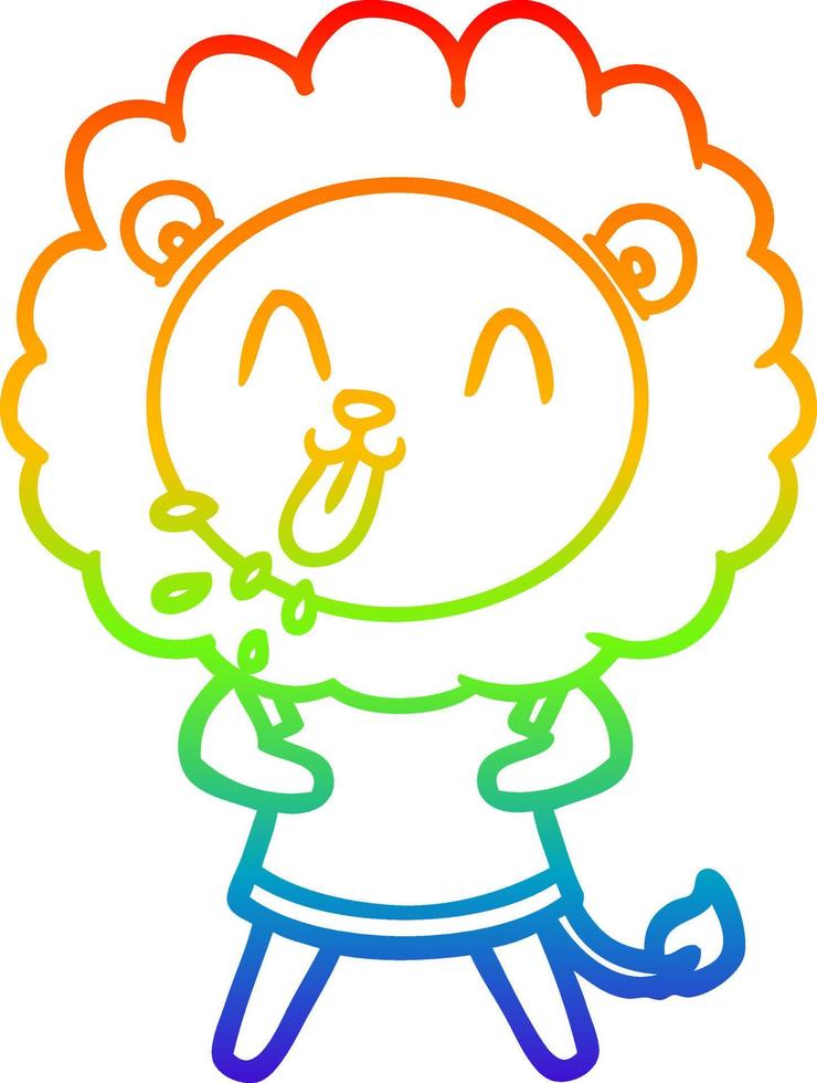 rainbow gradient line drawing happy cartoon lion vector