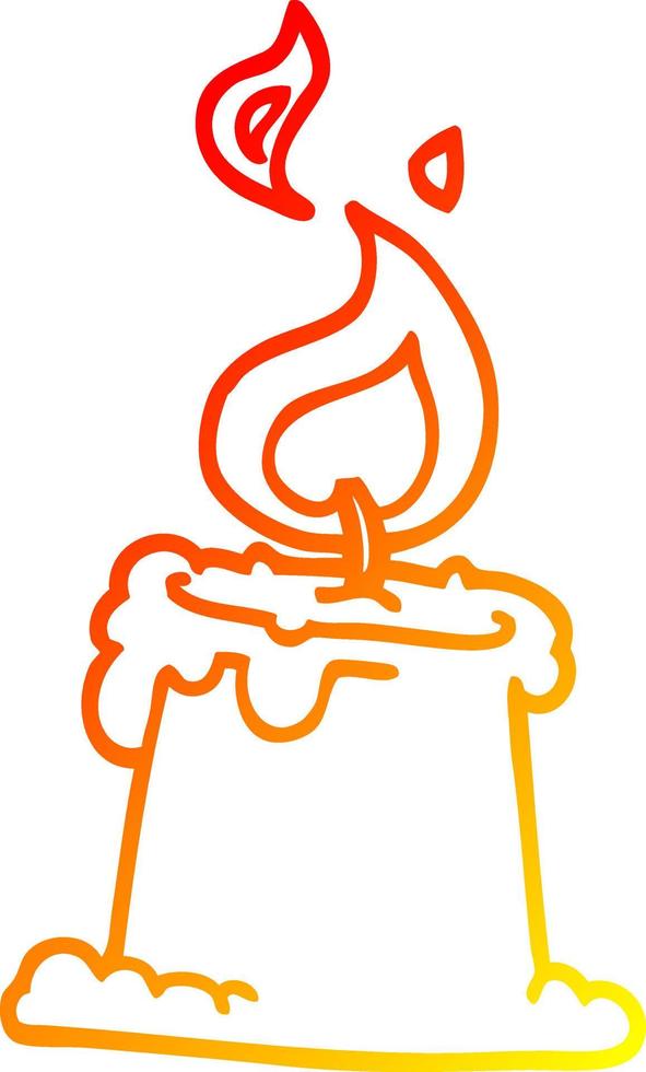 warm gradient line drawing cartoon lit candle vector